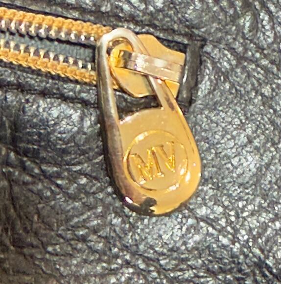 Valentino by Mario Valentino Handbag Black Brown Leather Shoulder Purse Slouchy - Picture 7 of 16